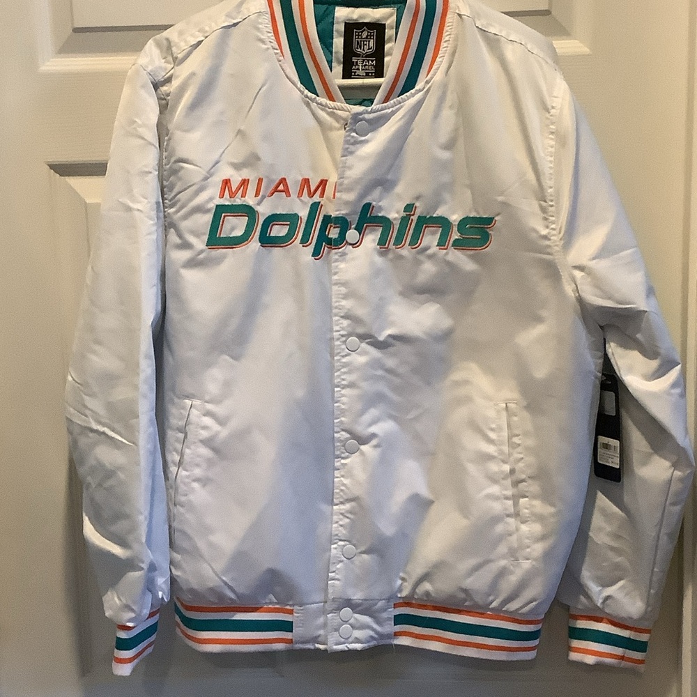 Miami Dolphins NFL Team Apparel Teal and Orange Jacket, M, new